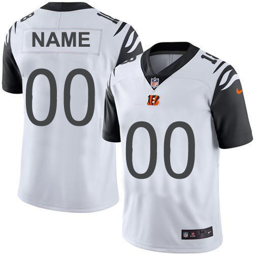 Customized Nike Cincinnati Bengals White Men NFL Limited Rush Jersey